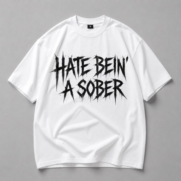 Бяла памучна тениска HATE BEIN' SOBER
