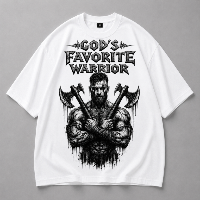 Бяла памучна тениска WARRIOR