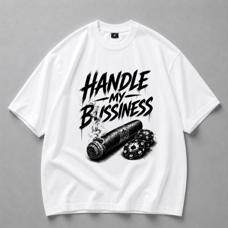 Бяла памучна тениска HANDLE MY BUSSINESS