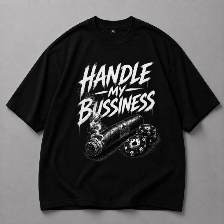 Черна памучна тениса HANDLE MY BUSSINESS