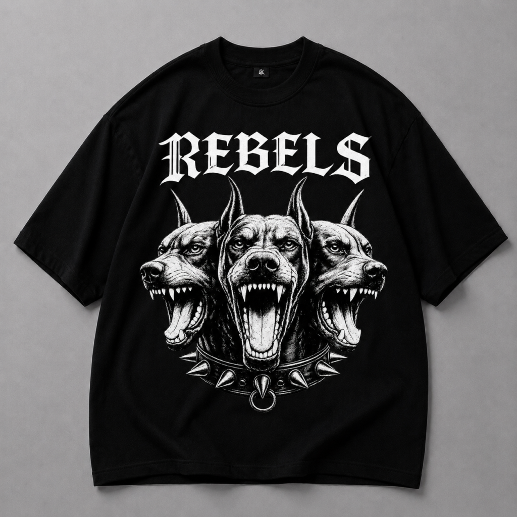 Черна памучна тениса REBELS — 1