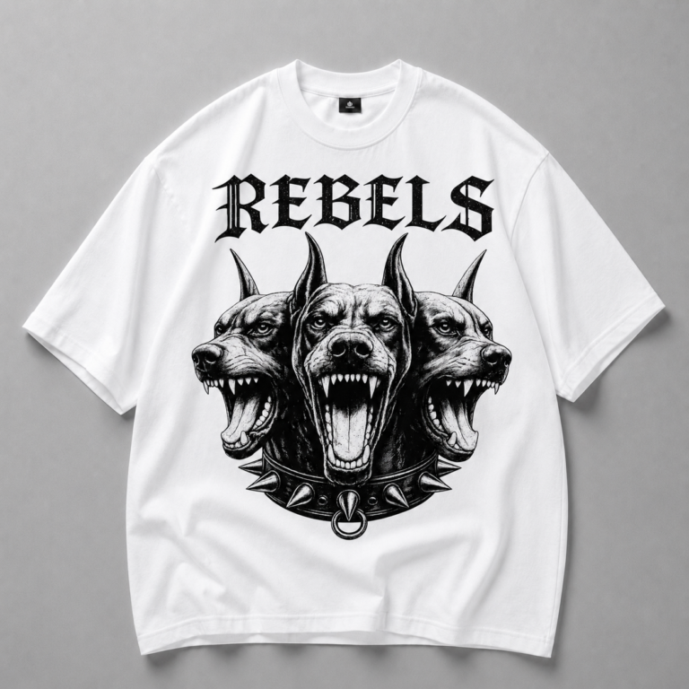 Бяла памучна тениска REBELS