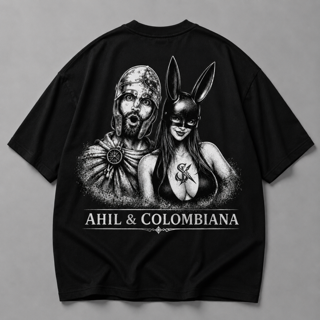 Черна памучна тениса ACHILLES &amp; COLOMBIANA — 1