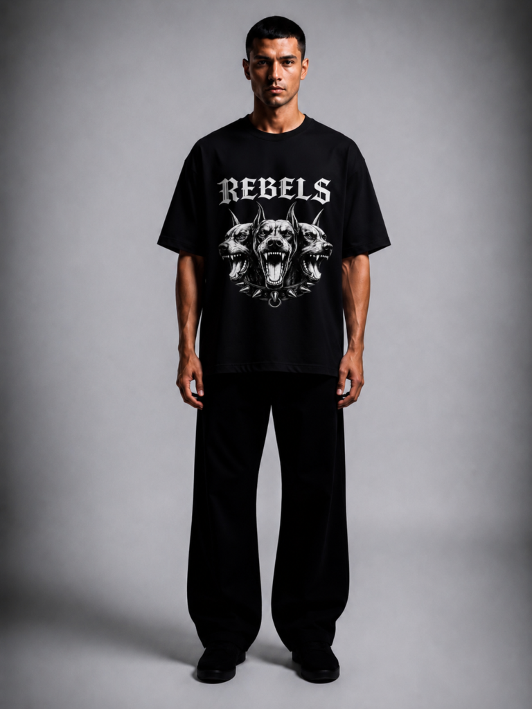 Черна памучна тениса REBELS