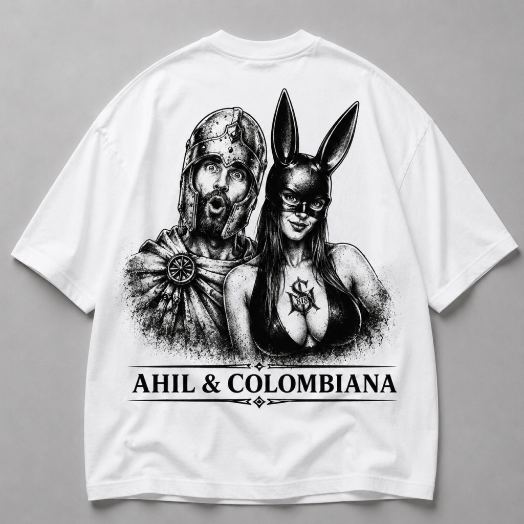 Бяла памучна тениска ACHILLES &amp; COLOMBIANA — 1