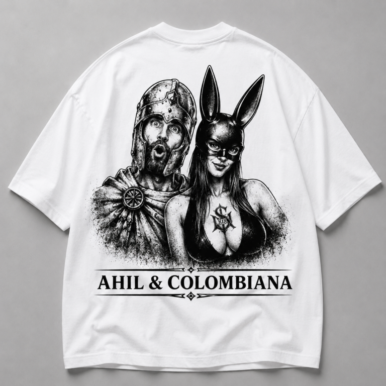 Бяла памучна тениска ACHILLES &amp; COLOMBIANA
