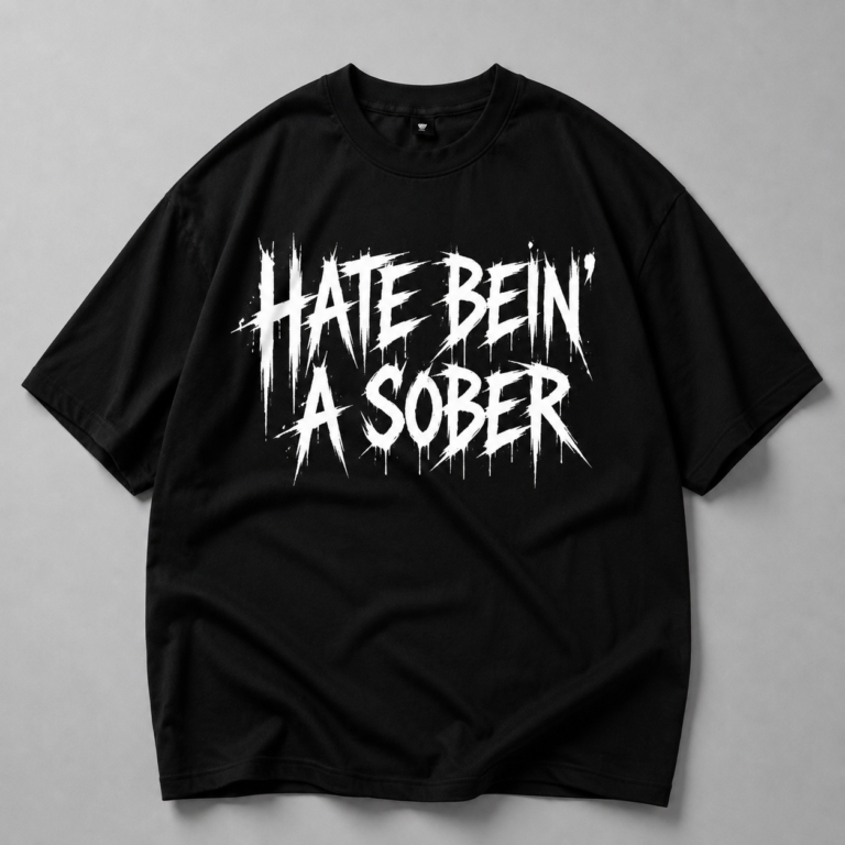 Черна памучна тениса HATE BEIN SOBER