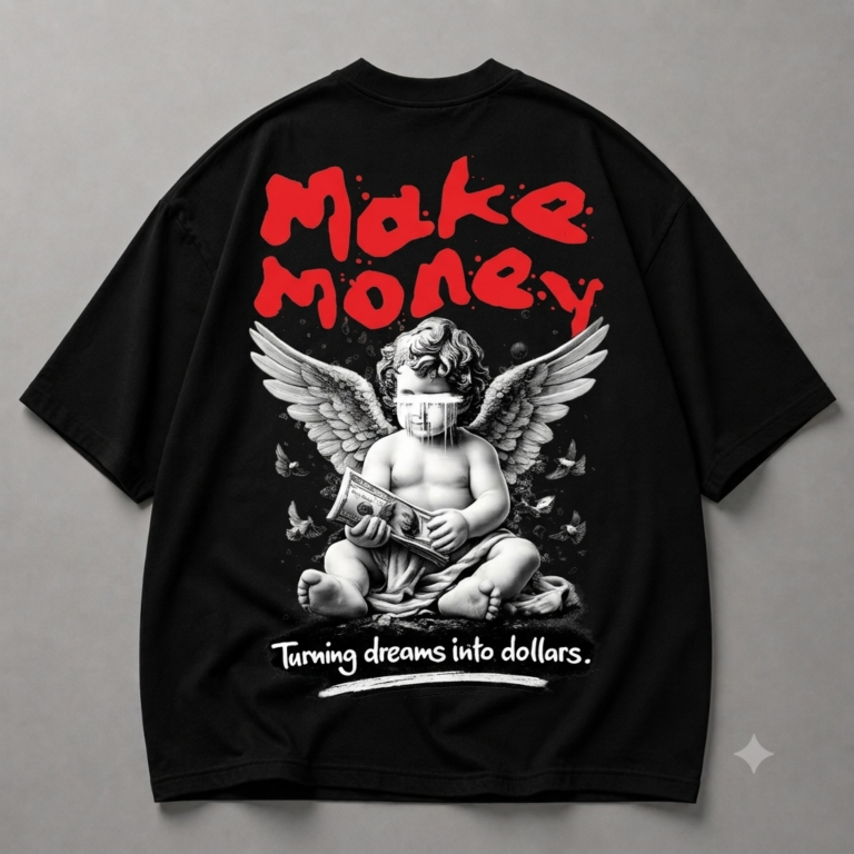 Черна памучна тениса MAKE MONEY $